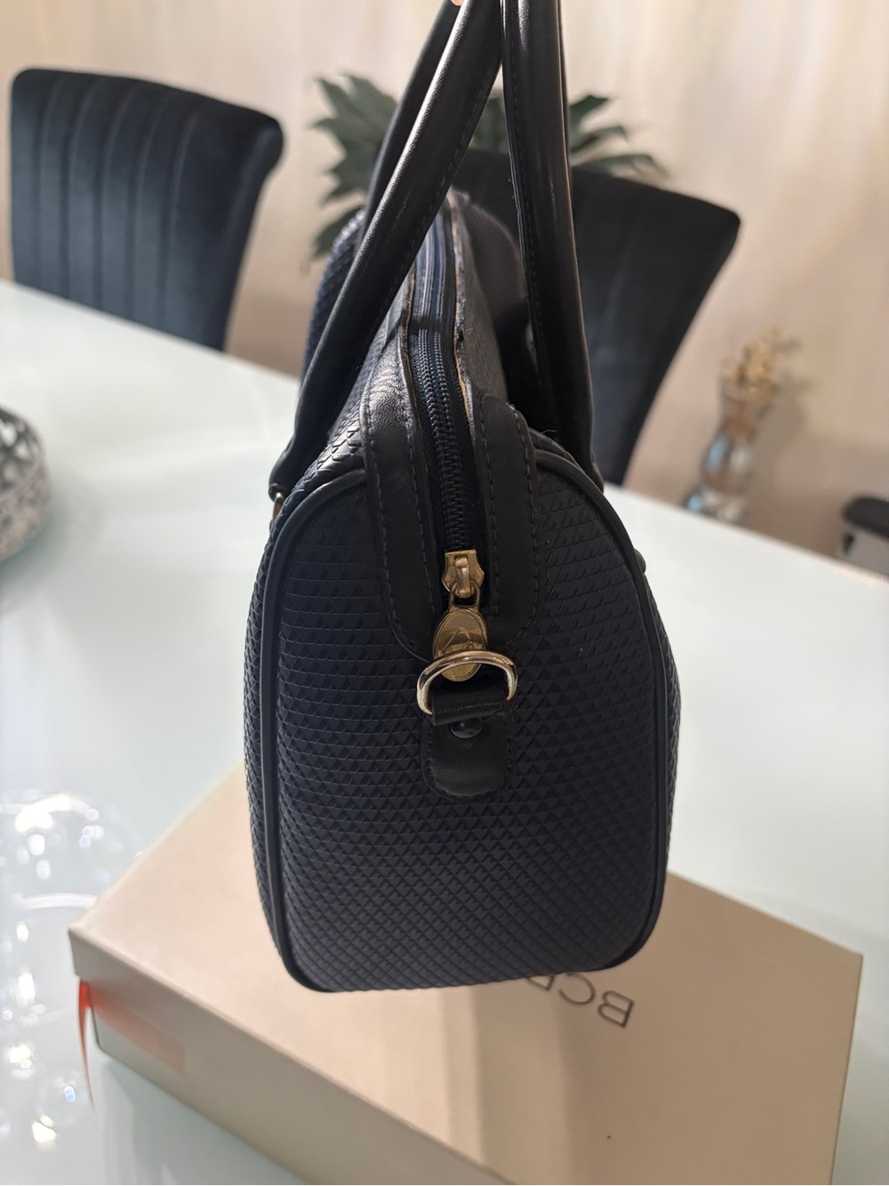 Liz Claiborne Navy Textured Satchel - Picture 4 of 8